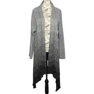 Coldwater Creek Gray to Black Ombre Asymmetrical Cotton Cardigan Plus Size 2X